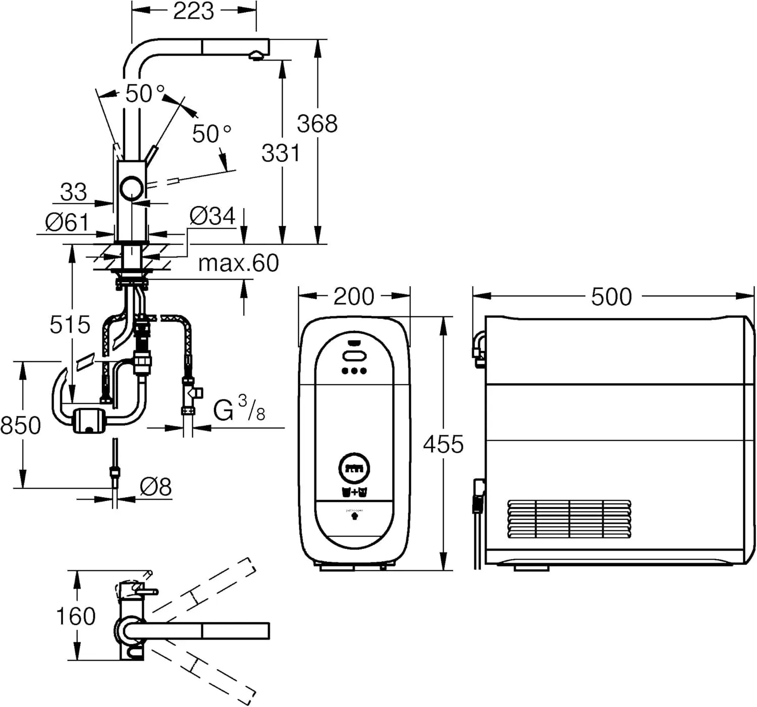 GROHE Blue Home Küchenarmatur Chrom mit Kühler