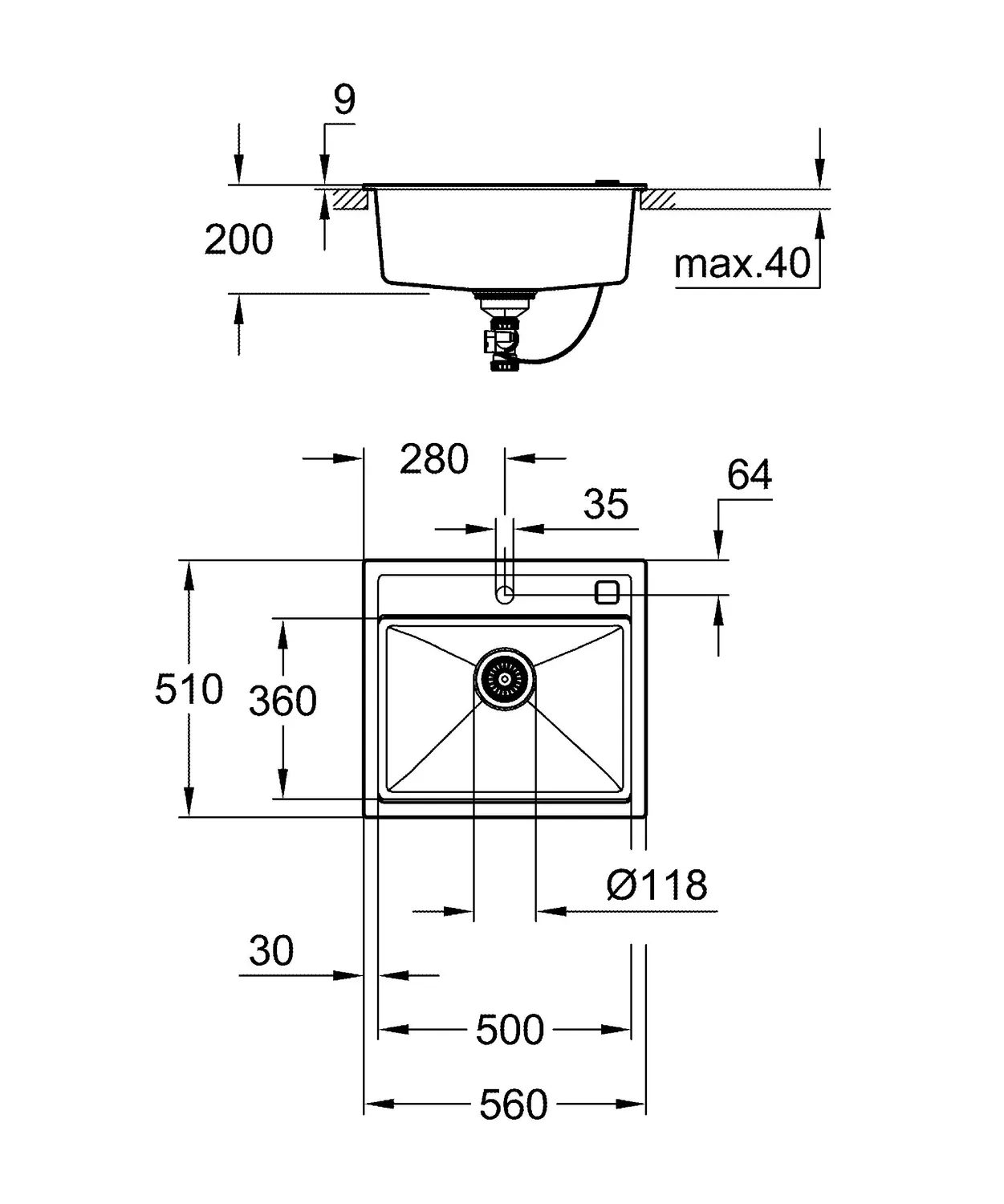 GROHE K700 Kompositspüle kratzfest