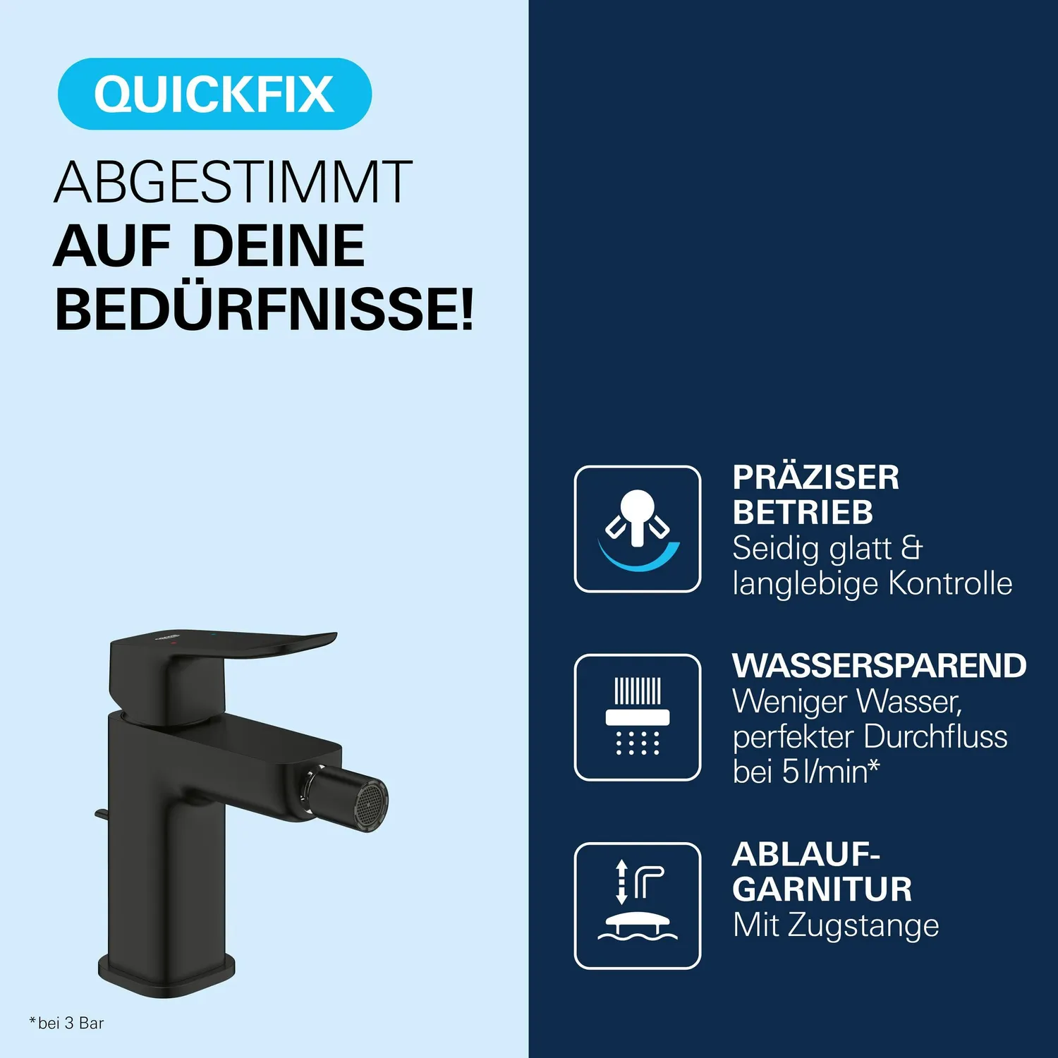 GROHE Dice Bidetarmatur mit Zugstangen-Ablauf Kugelgelenk