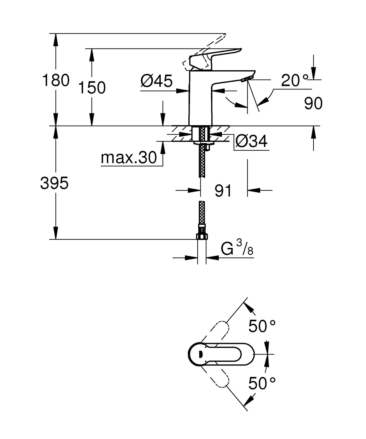 GROHE BauEdge Waschtischarmatur