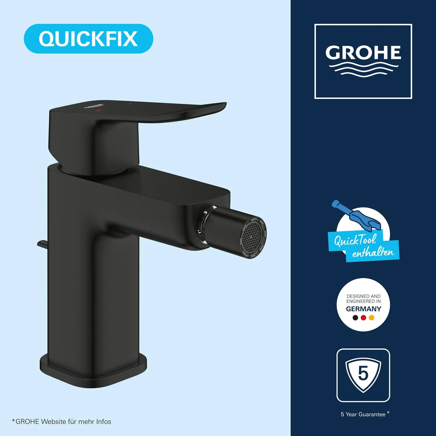 GROHE Dice Bidetarmatur mit Zugstangen-Ablauf Kugelgelenk