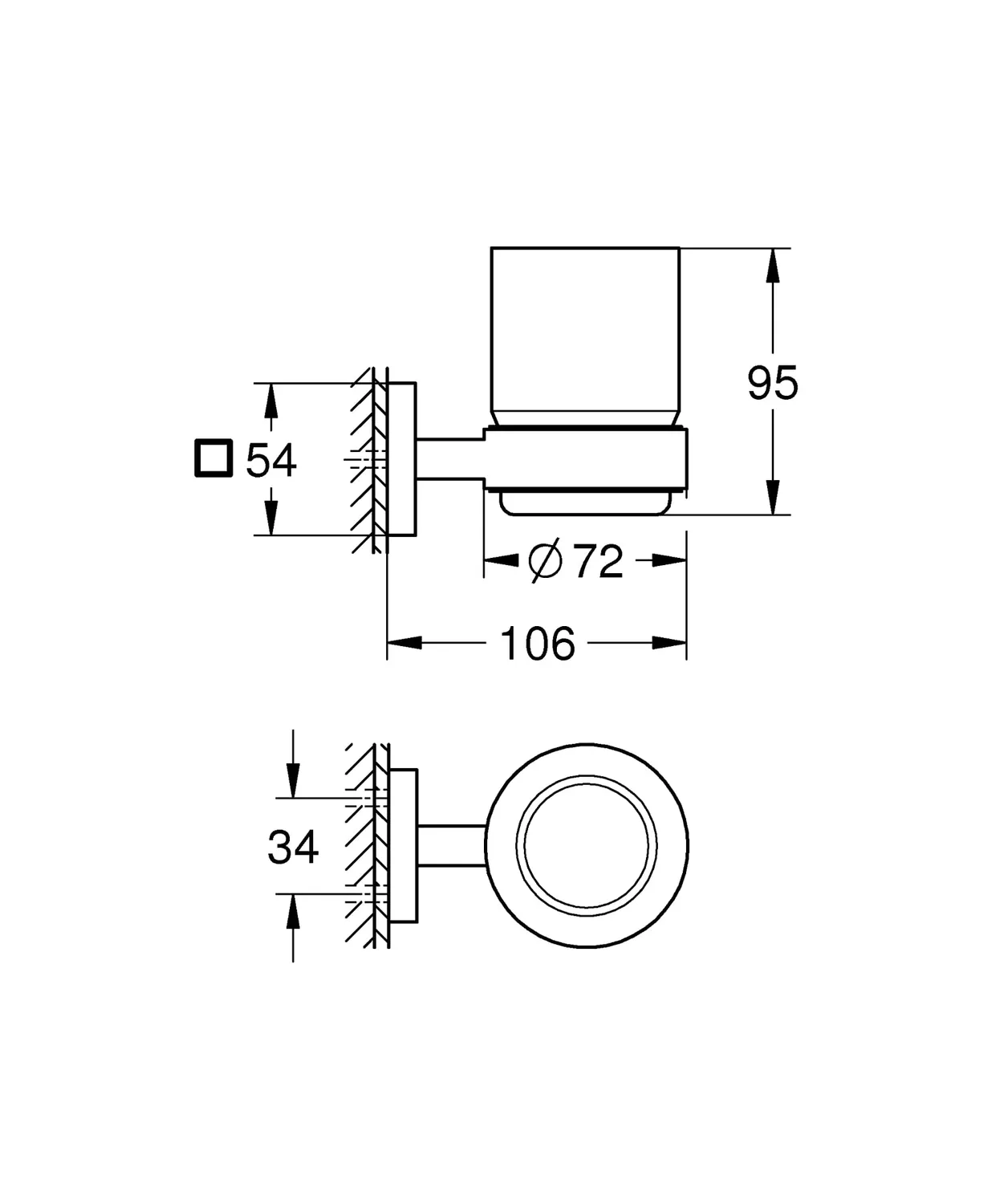 GROHE Start Cube Seifenschale Glas mit Halter klebbar