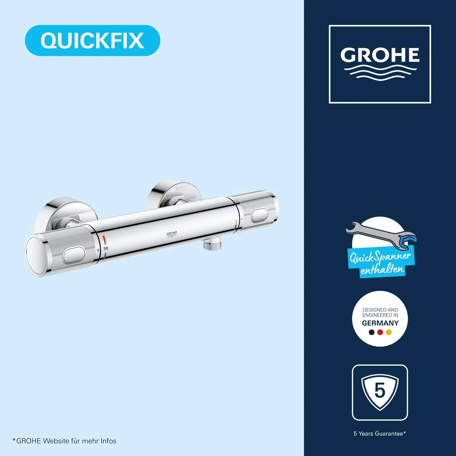 GROHE Precision Feel Duschthermostat 38°C