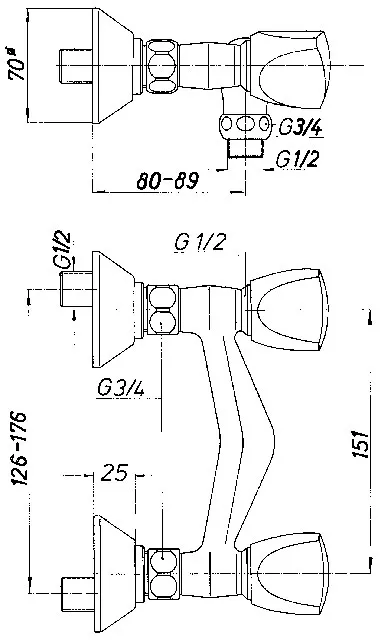 Schmiedl GS1410 Brause-Wandbatterie Zweigriff Dusche