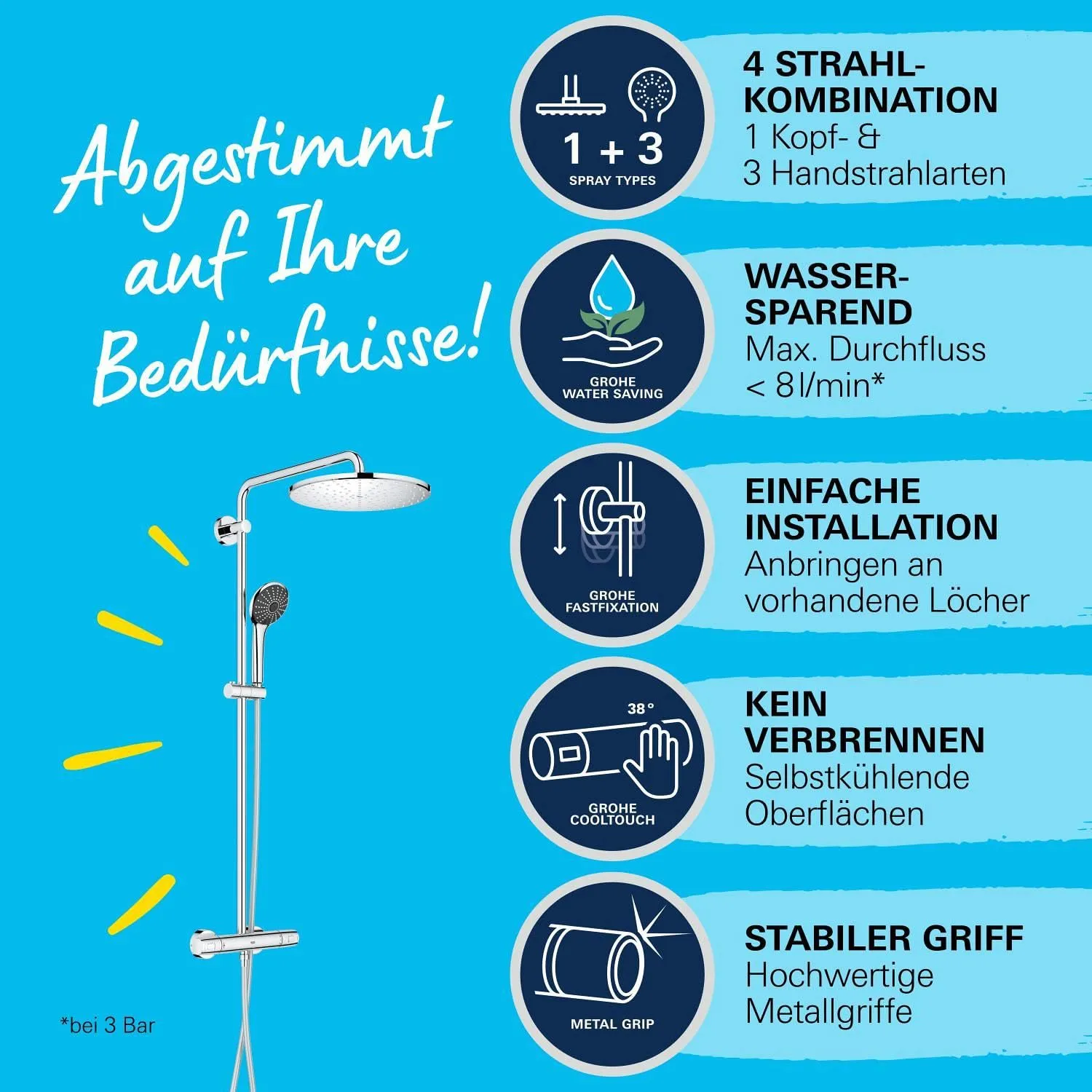 GROHE Vitalio Joy 310 Duschsystem mit Thermostat 9 l/min
