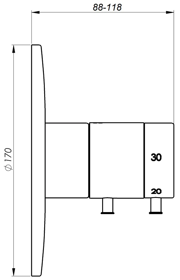 Schmiedl Diagonal Unterputz-Thermostat Wanne/Brause 1/2 38°C