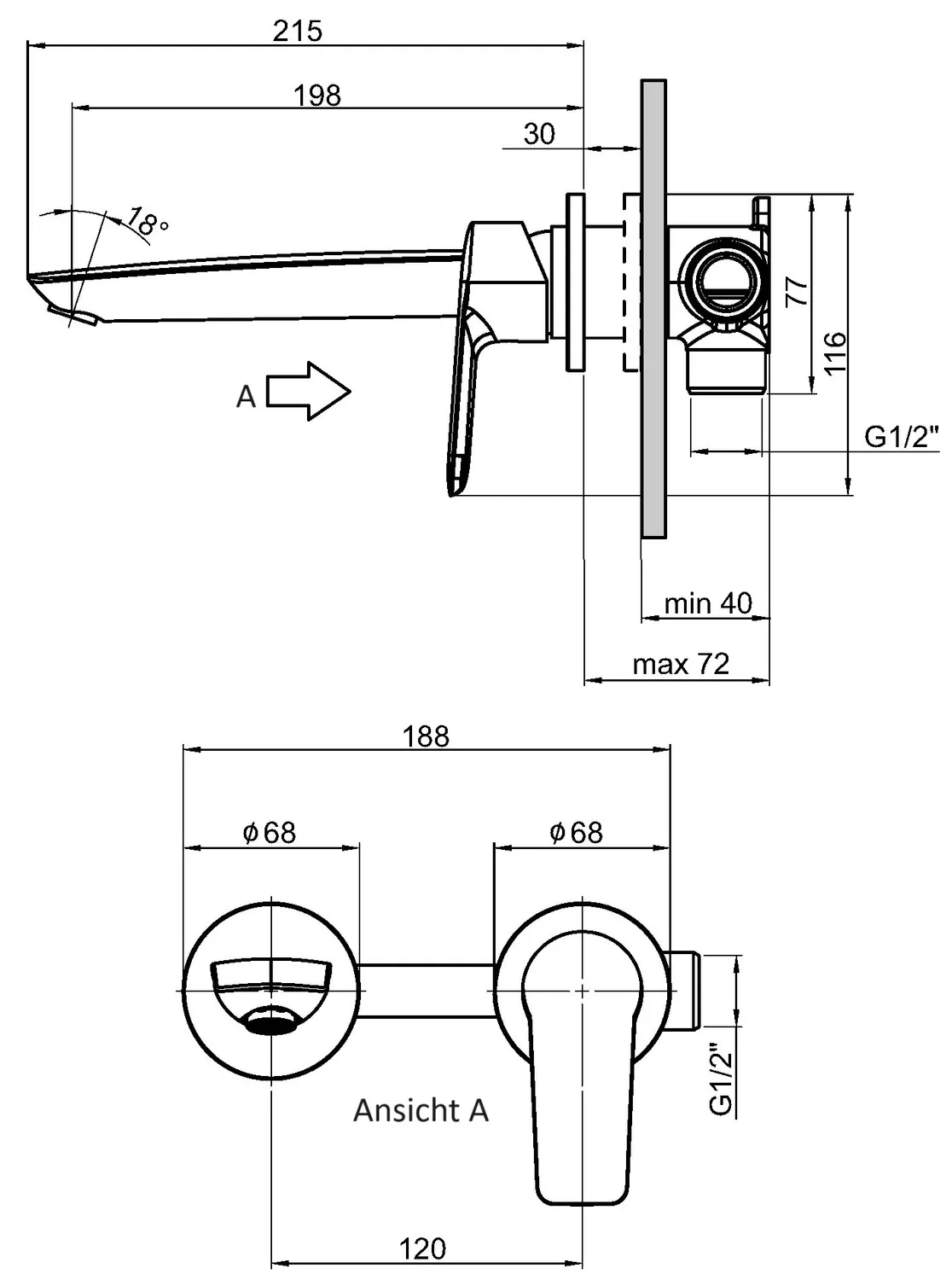 Schmiedl VIDO GS39254P Waschtisch Unterputzarmatur Wand