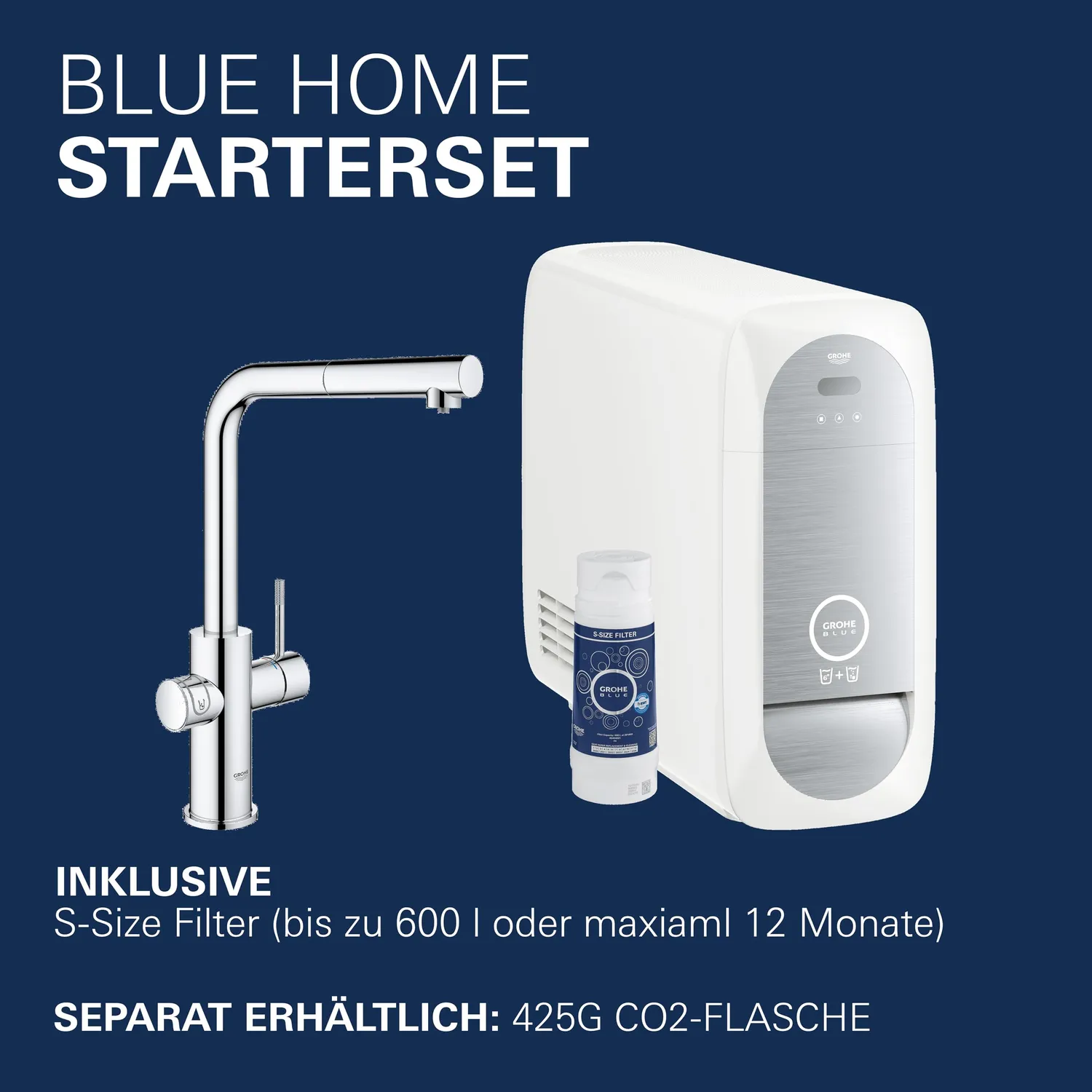 GROHE Blue Home Küchenarmatur Chrom mit Kühler
