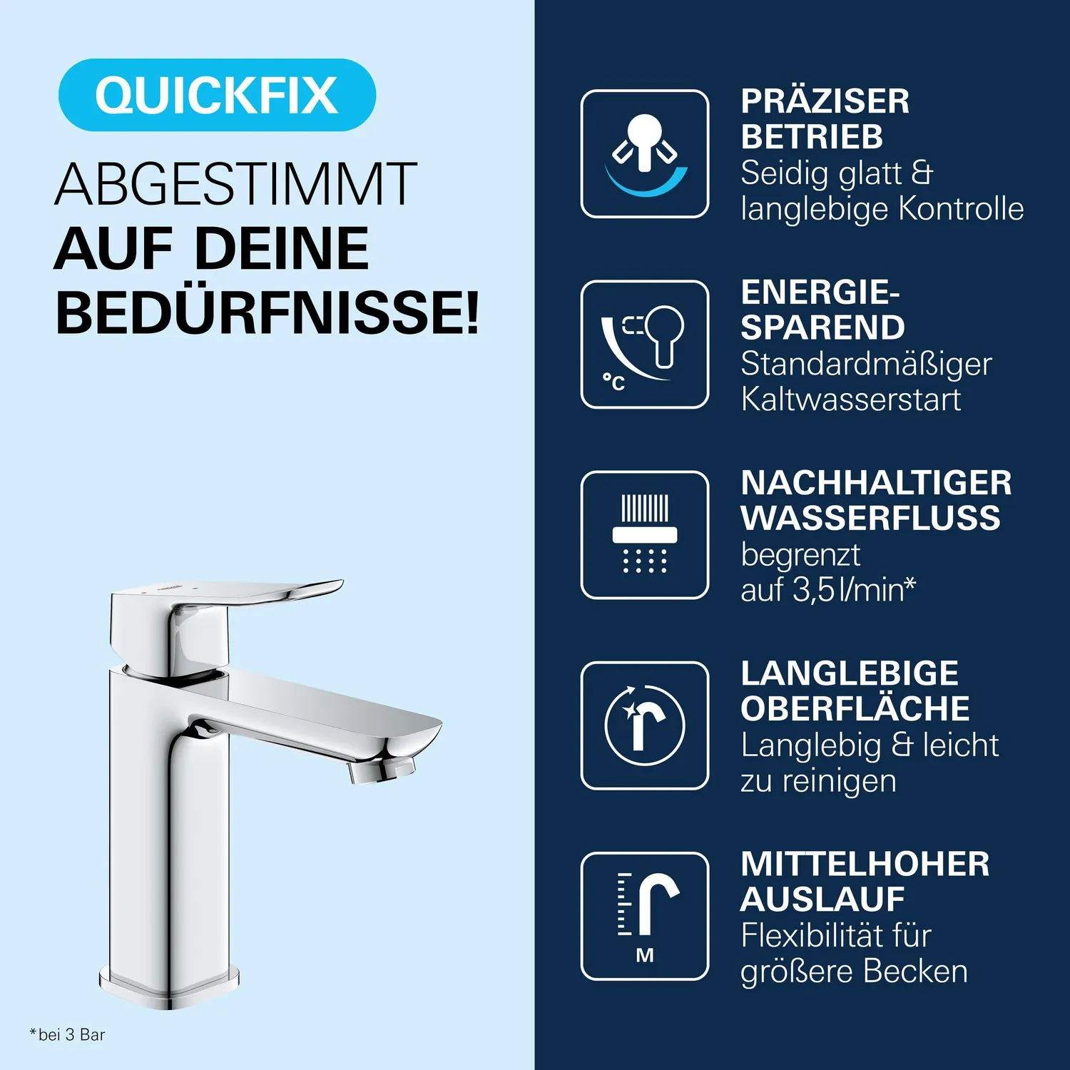 GROHE Dice Waschtischarmatur Chrom 17,2 cm EcoMode