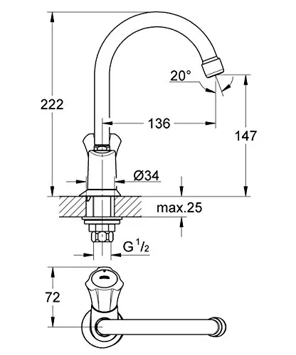 GROHE Costa Standventil 360° schwenkbar Chrom