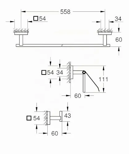 GROHE Start Cube Bad-Set 3in1 Mattschwarz klebbar