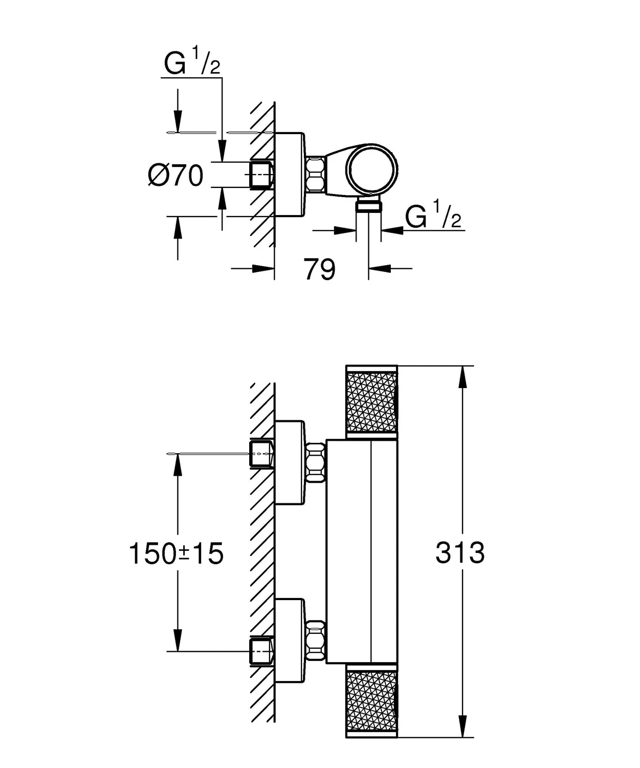GROHE Precision Feel Duschthermostat 38°C