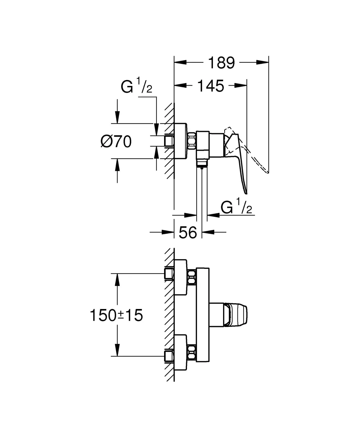 GROHE Dice Duscharmatur Aufputz mit Spartaste