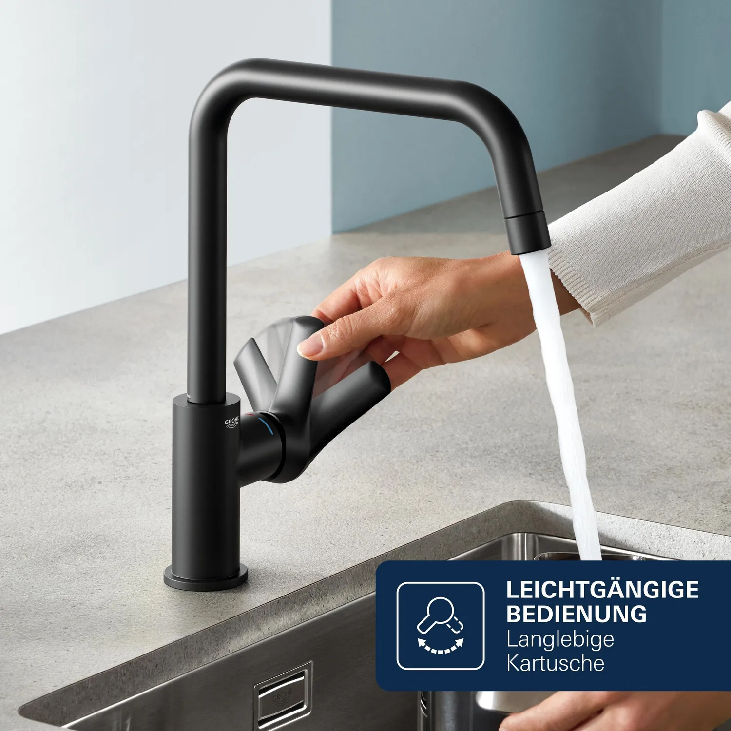 GROHE Start Edge Küchenarmatur Mattschwarz Auszug