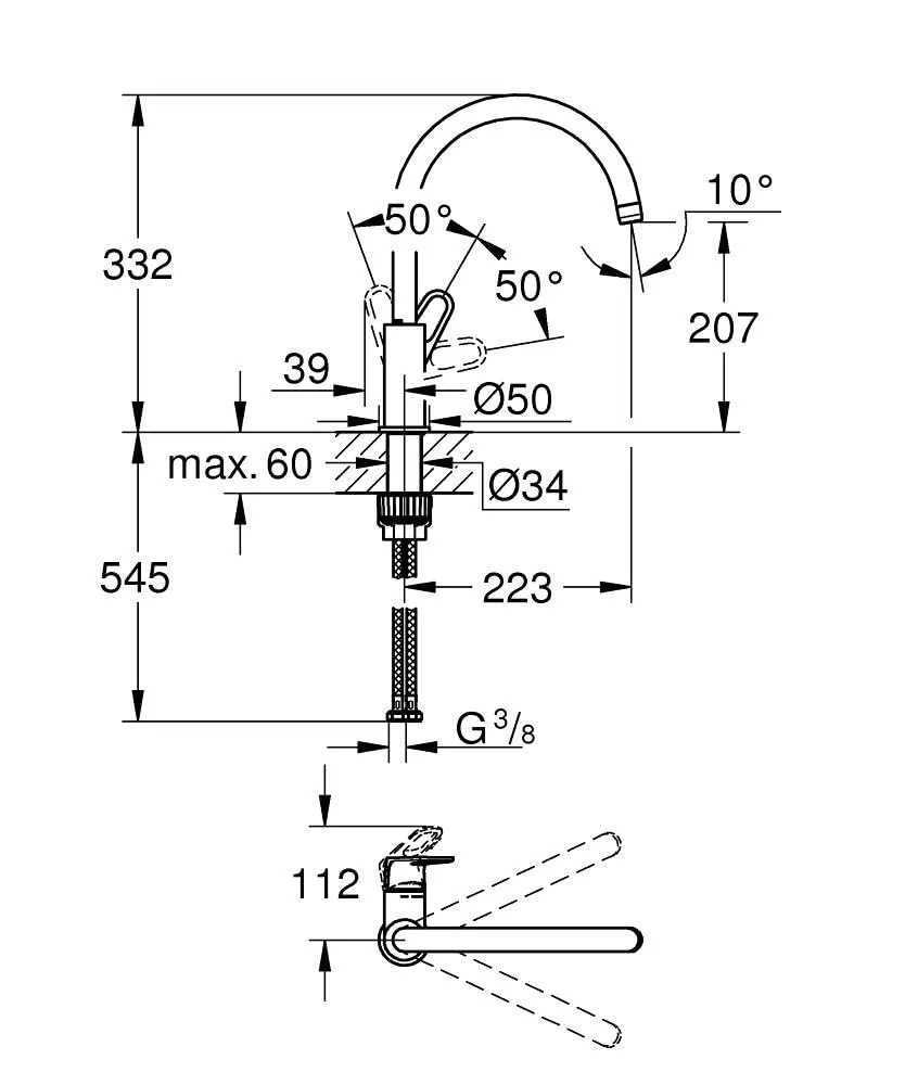 GROHE Start Flow Küchenarmatur Hochdruck 360° schwenkbar
