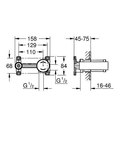 GROHE Rapido Unterputz-Einbaukörper 2-Loch Waschtisch