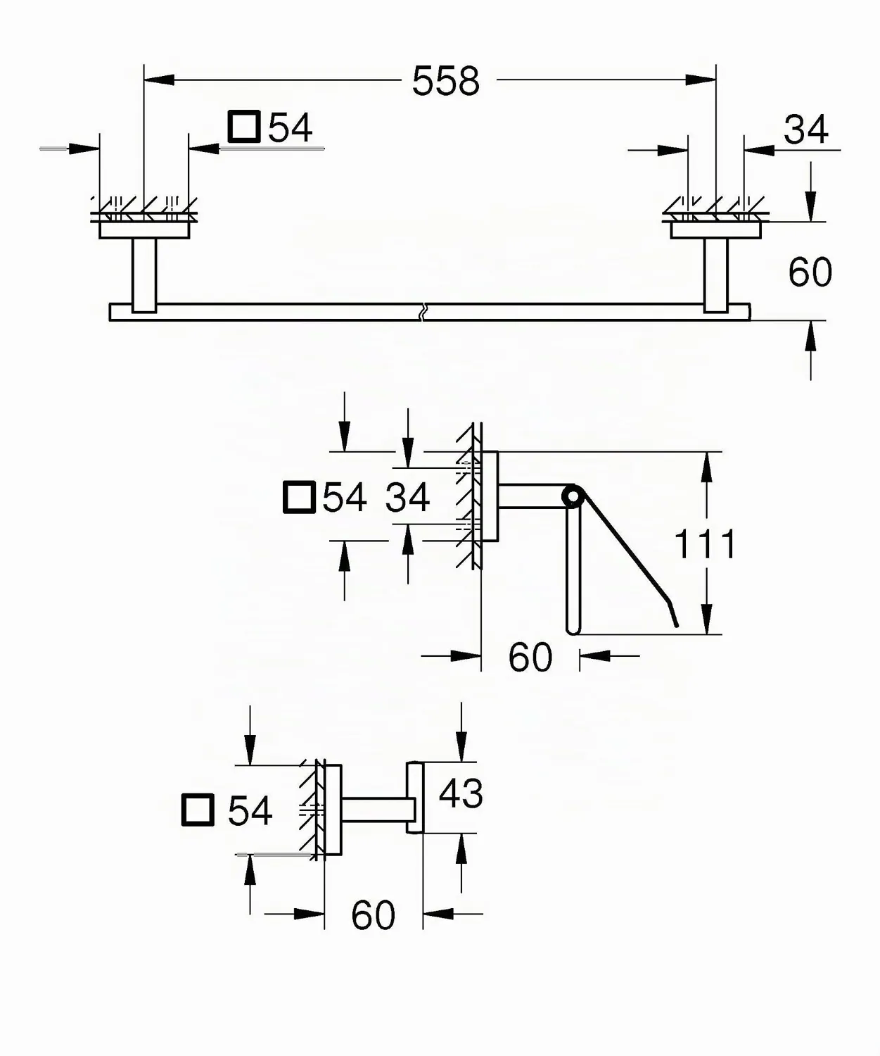 GROHE Start Cube Bad-Set 3in1 Mattschwarz klebbar