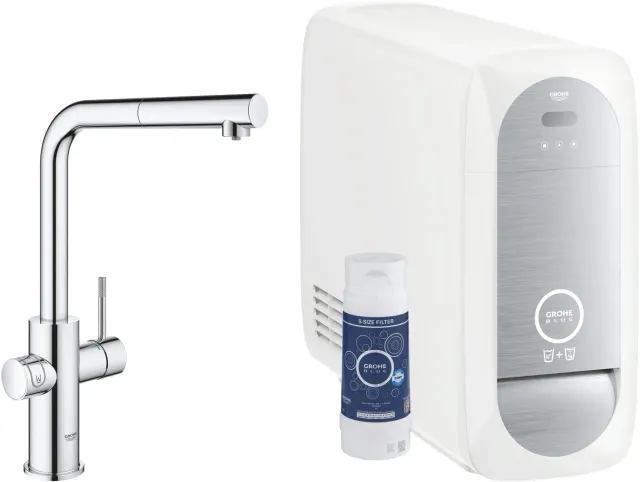 GROHE Blue Home Küchenarmatur Chrom mit Kühler