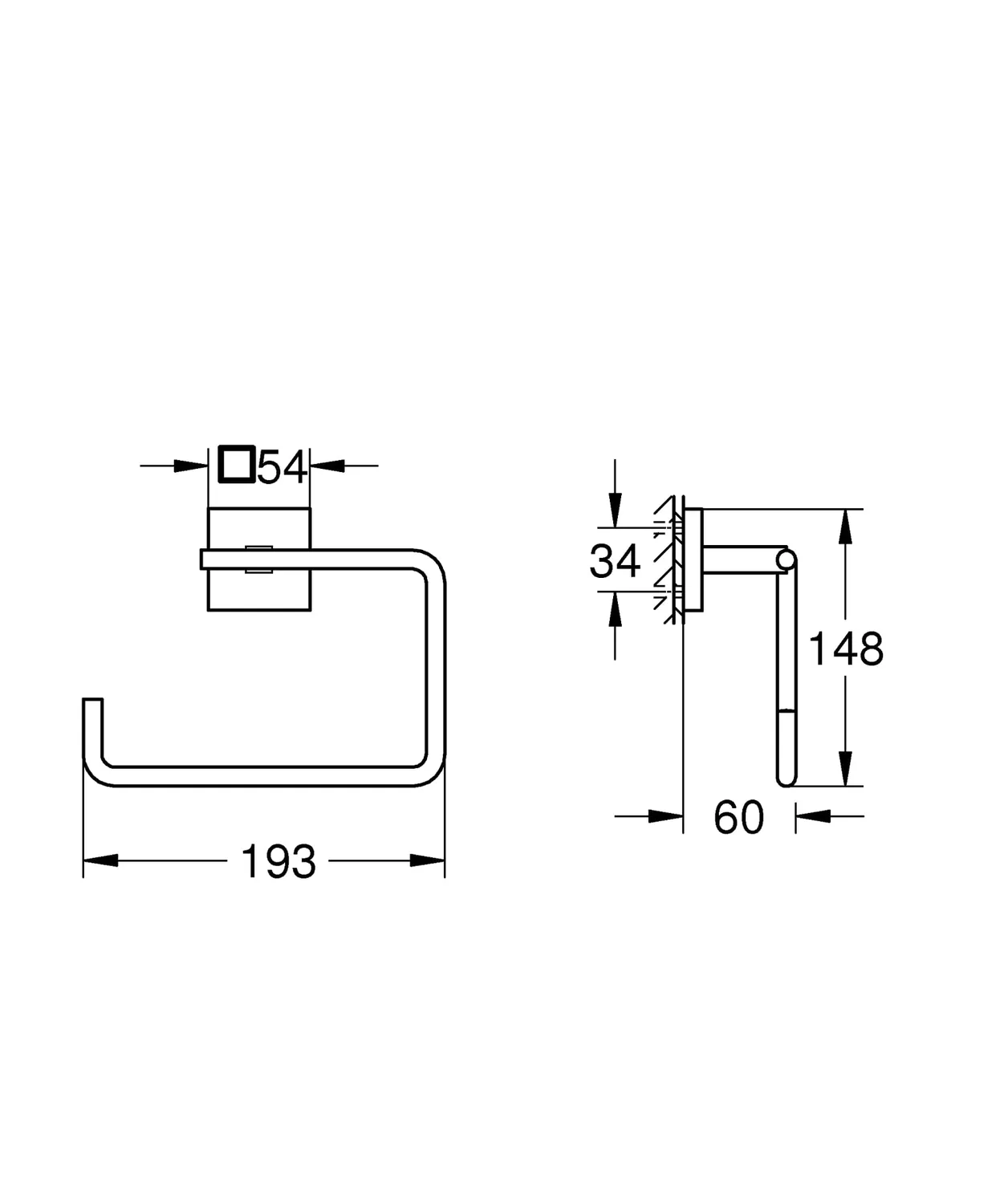 GROHE Start Cube Handtuchring klebbar ohne Bohren