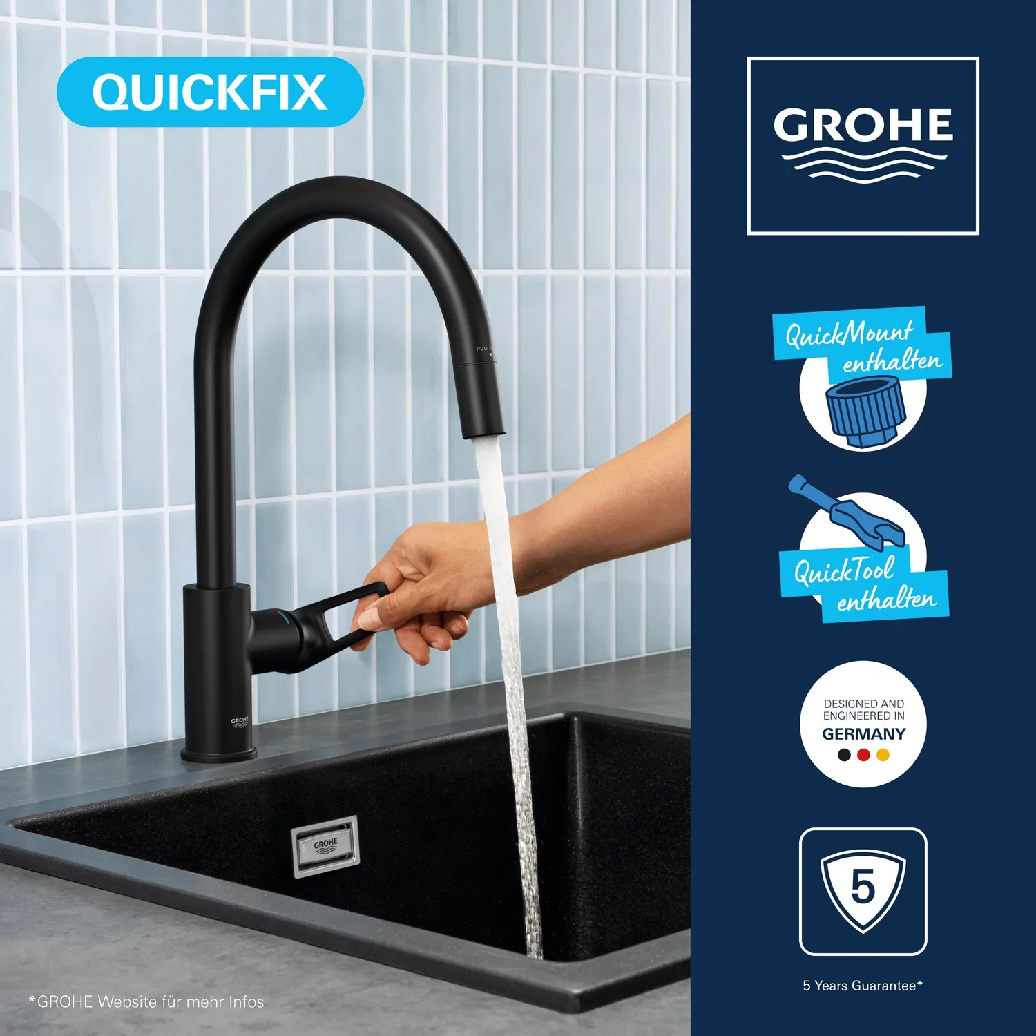GROHE Start Loop Küchenarmatur ausziehbar mattschwarz