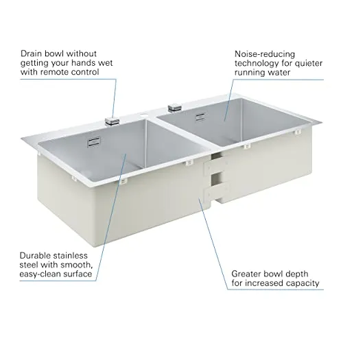 GROHE K800 Edelstahlspüle tiefes Becken Whisper