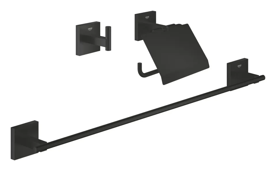 GROHE Start Cube Bad-Set 3in1 Mattschwarz klebbar