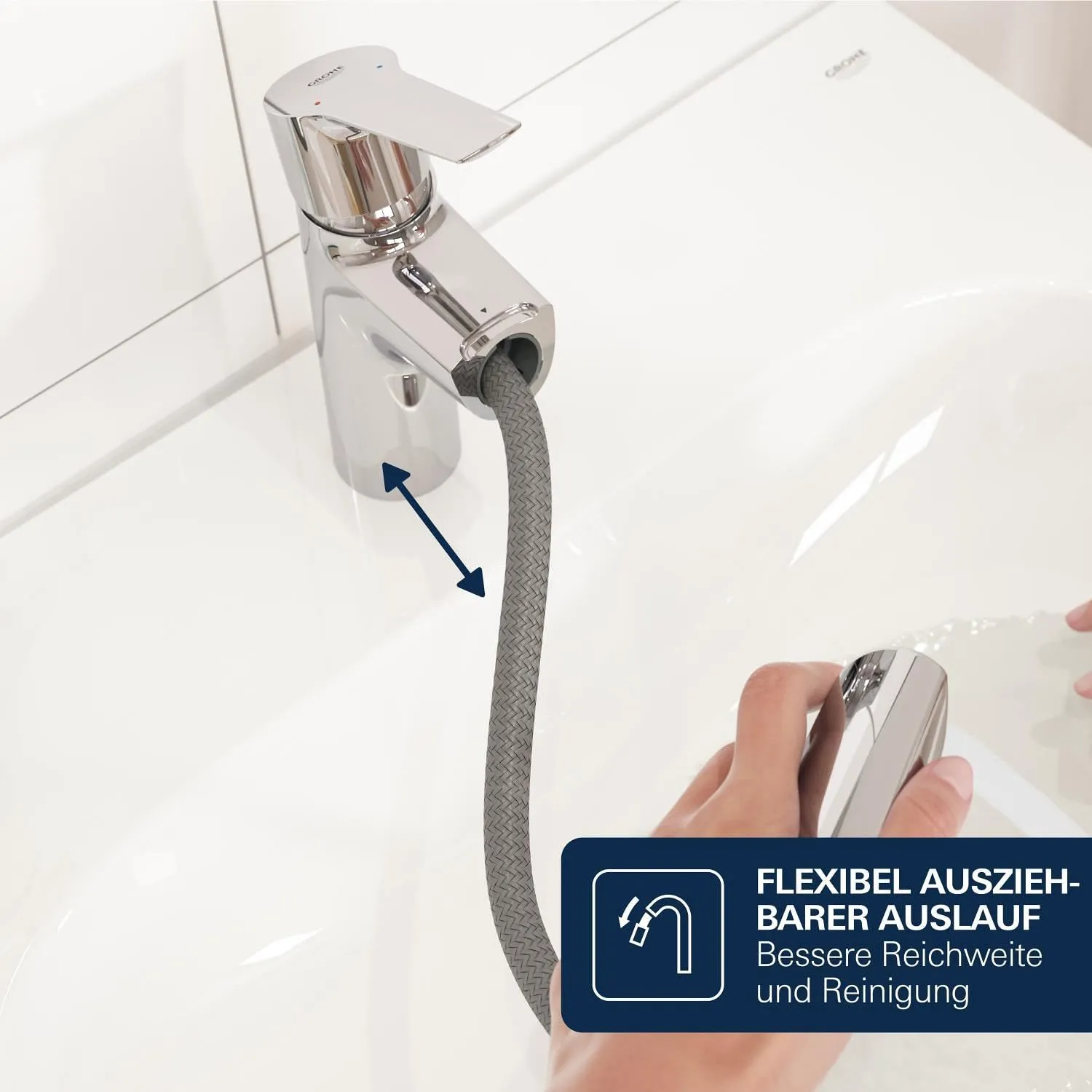 GROHE Dice Waschtischarmatur mit Auszug Chrom M-Size