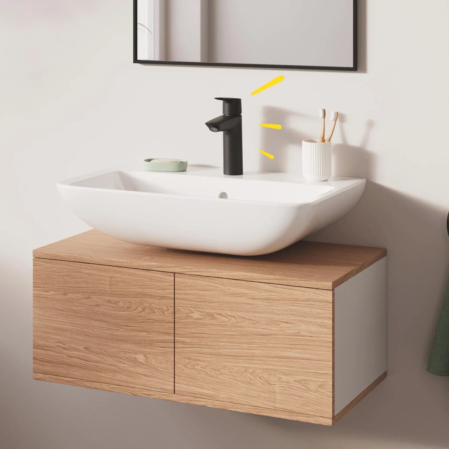 GROHE Start Waschtischarmatur mit Push-Open-Ablauf, 6 l/min