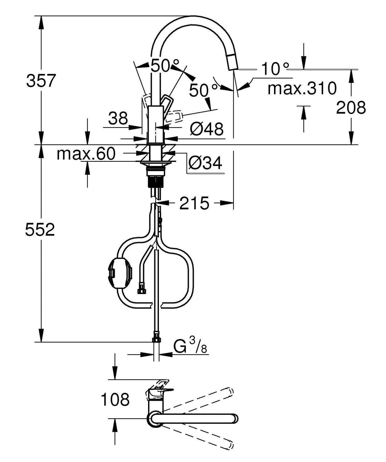 GROHE Start Loop Küchenarmatur ausziehbar mattschwarz