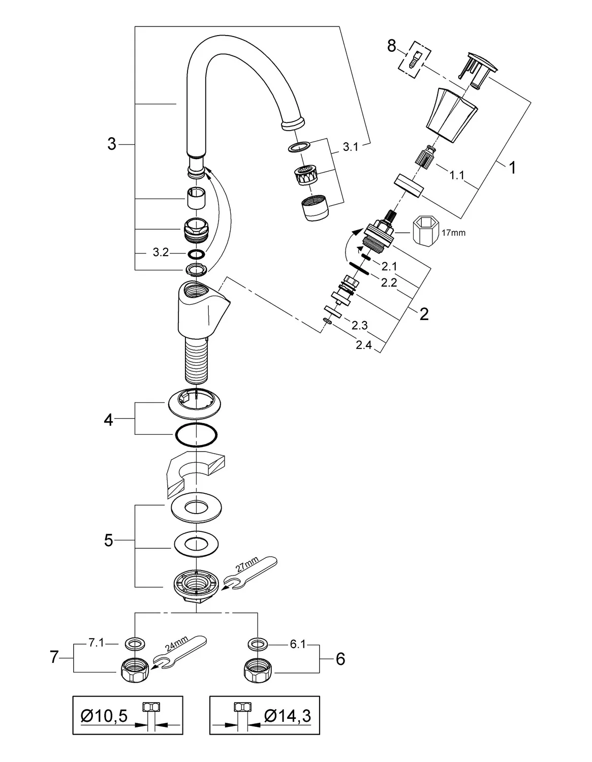 GROHE Costa Standventil 360° schwenkbar Chrom